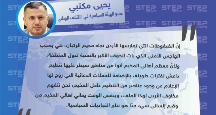 حول أسباب الضغط الأردني على مخيم الركبان، والمخاوف المستمرة من تواجد عناصر تابعة لتنظيم داعش داخل المخيم