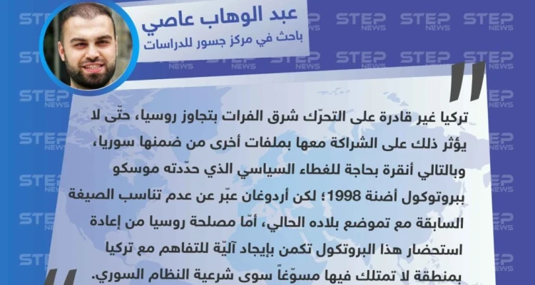 رؤية الباحث عبد الوهاب عاصي لوكالة "ستيب" حول تصريحات الخارجيتين الروسية والسورية عن الالتزام باتفاق أضنة بين تركيا وسوريا