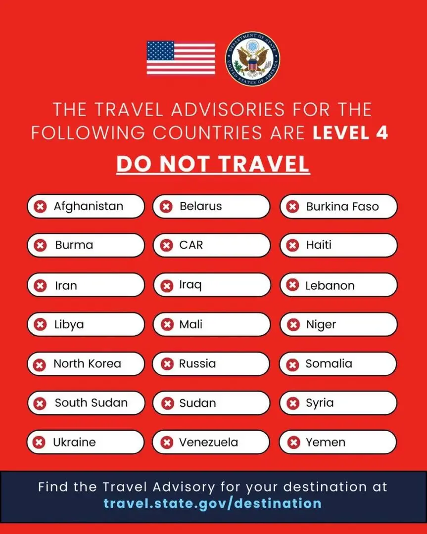 21 دولة بينها سوريا.. واشنطن تصدر تحذير سفر من المستوى الرابع لمواطنيها