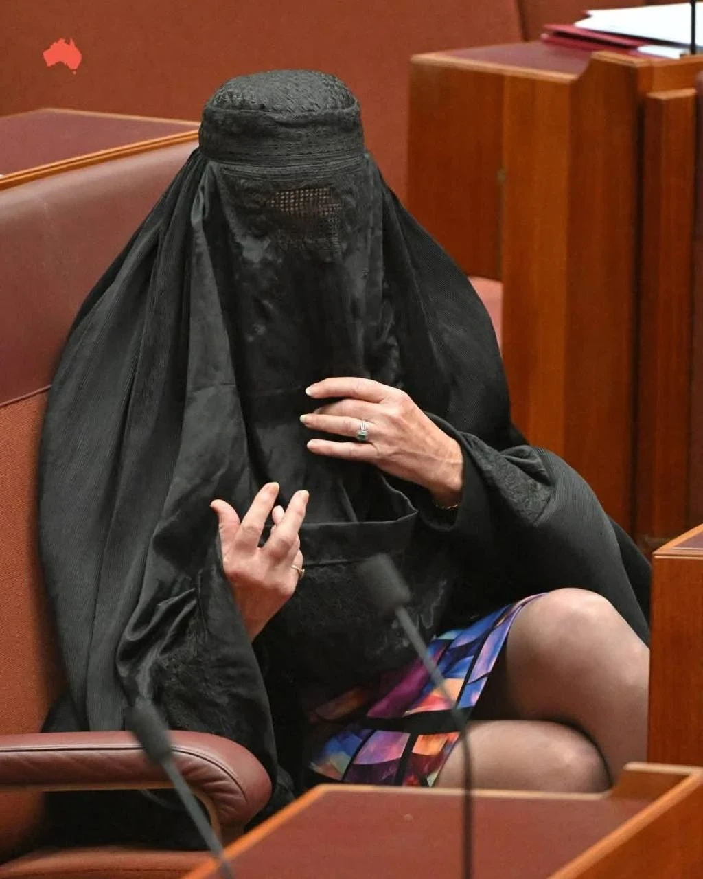 سيناتورة أسترالية ترتدي البرقع داخل البرلمان تشعل موجة غضب سيناتورة أسترالية ترتدي البرقع داخل البرلمان تشعل موجة غضب