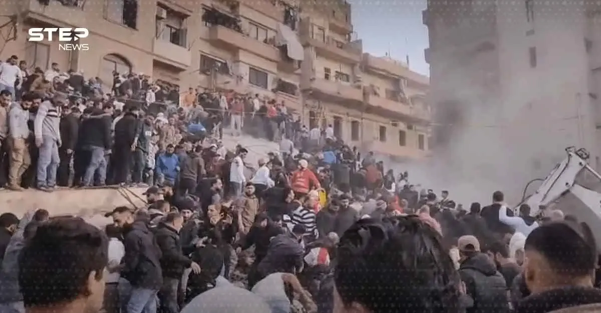 انهيار مبنى بطرابلس شمال لبنان