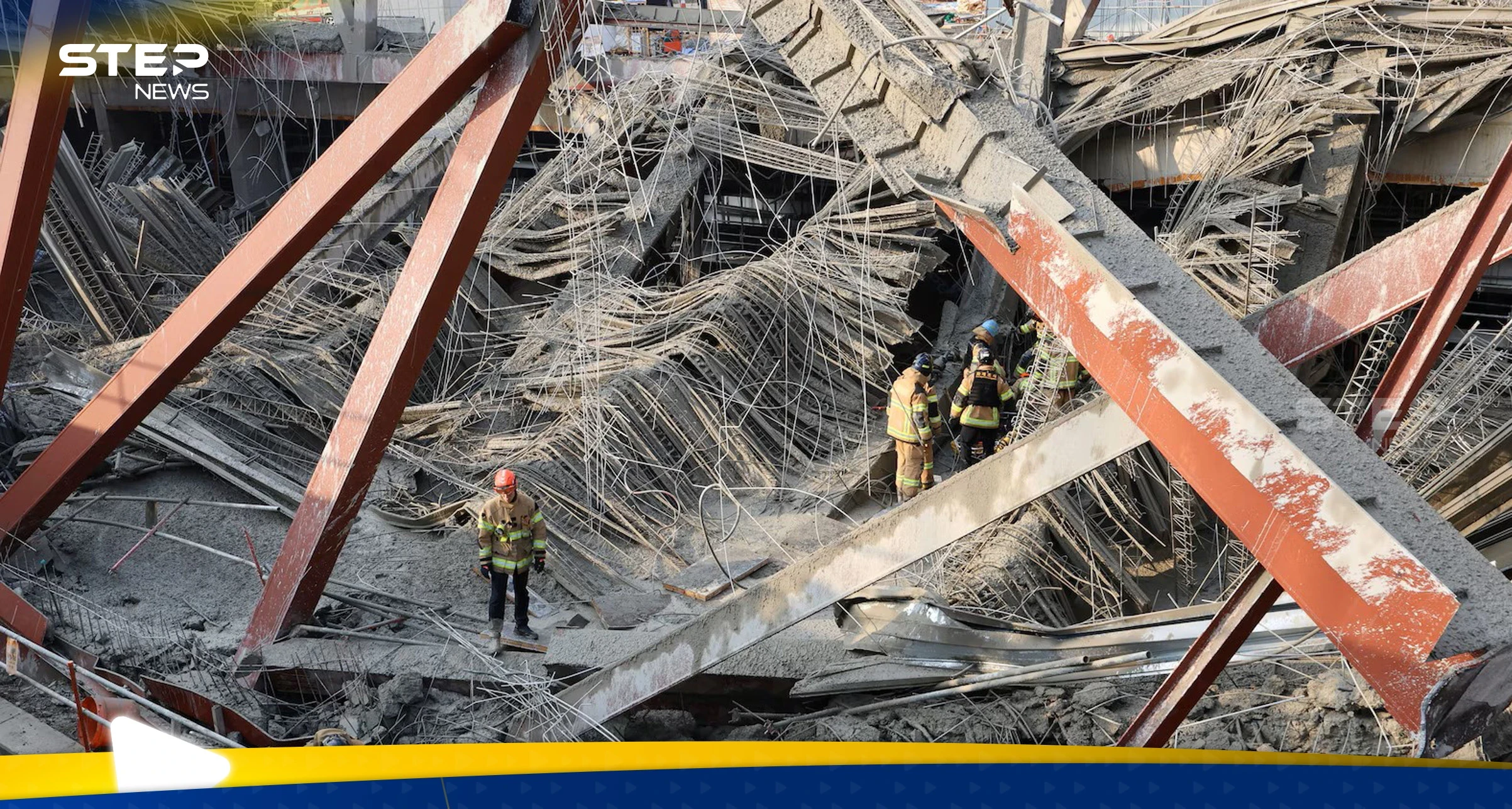 انهيار مكتبة قيد الإنشاء في كوريا الجنوبية