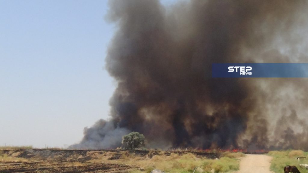 عدسة ستيب ترصد الحرائق في الأراضي الزراعية قرب ناحية الجرنية غرب الرقة