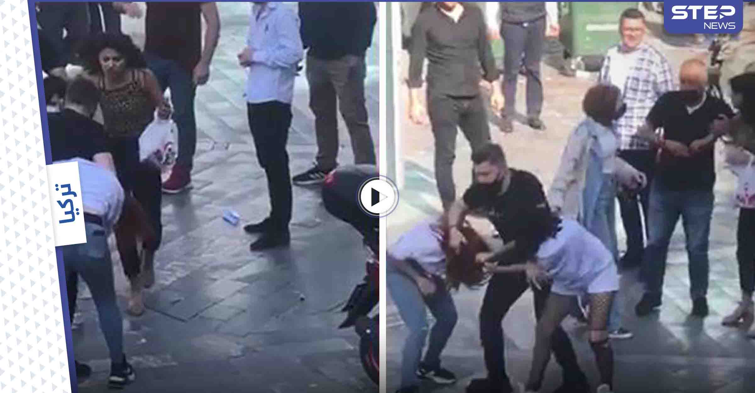 بالفيديو|| نقاش يتحول لشجار عنيف بين 3 فتيات في غازي عينتاب التركية.. والحاضرون فضّوا النزاع