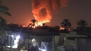 حريق هائل يندلع في مطار المثنى ببغداد
