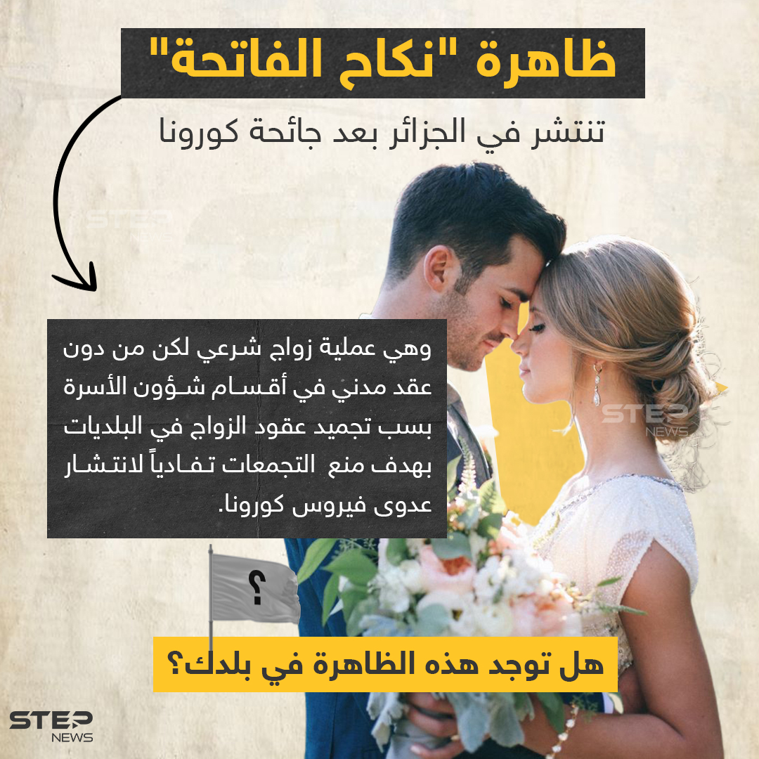 تقرير جزائري يكشف عن انتشار ظاهرة "زواج الفاتحة" في زمن جائحة كورونا